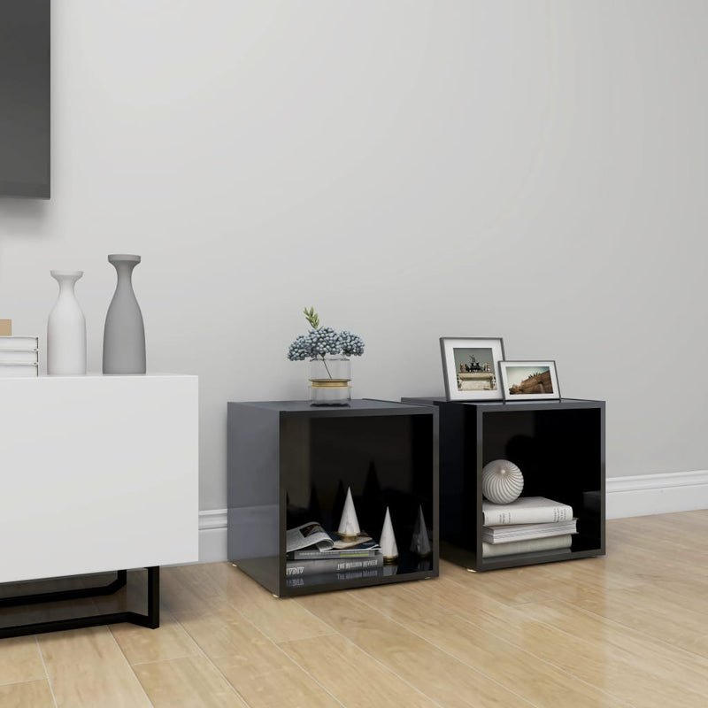 Tv-meubelen 2 st 37x35x37 cm spaanplaat hoogglans zwart MeubelReus