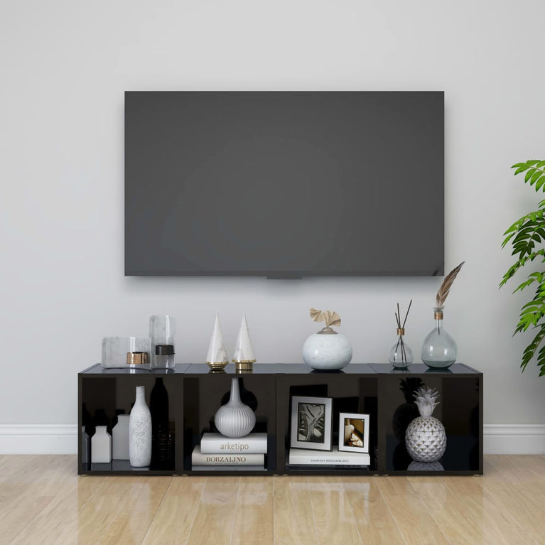 Tv-meubelen 4 st 37x35x37 cm spaanplaat hoogglans zwart MeubelReus