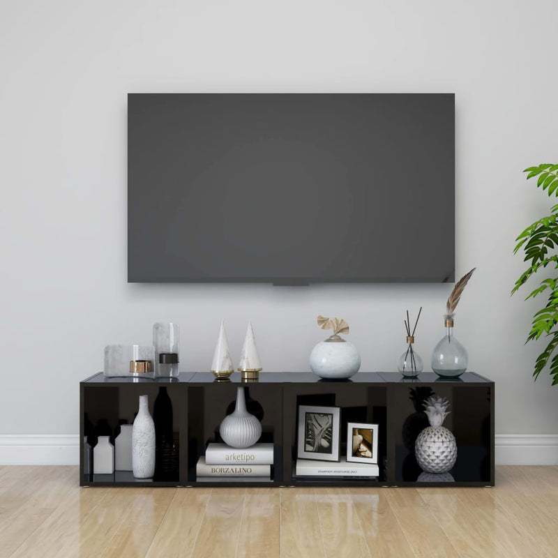 Tv-meubelen 4 st 37x35x37 cm spaanplaat hoogglans zwart MeubelReus