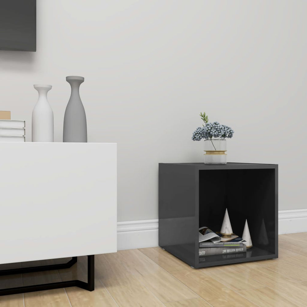 Tv-meubel 37x35x37 cm spaanplaat hoogglans grijs MeubelReus