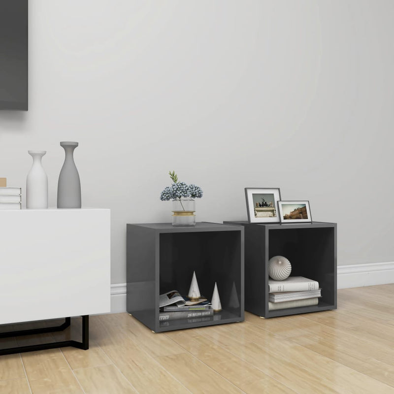 Tv-meubelen 2 st 37x35x37 cm spaanplaat hoogglans grijs MeubelReus