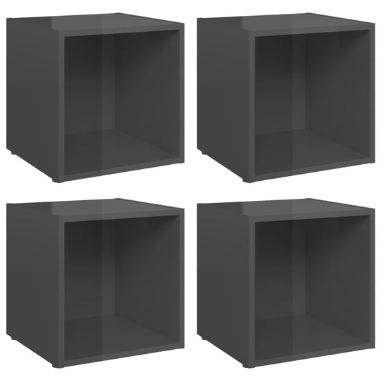 Tv-meubelen 4 st 37x35x37 cm spaanplaat hoogglans grijs MeubelReus