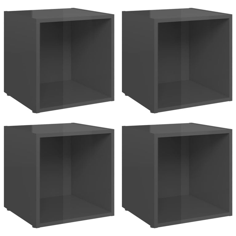 Tv-meubelen 4 st 37x35x37 cm spaanplaat hoogglans grijs MeubelReus