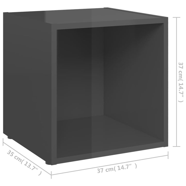 Tv-meubelen 4 st 37x35x37 cm spaanplaat hoogglans grijs MeubelReus