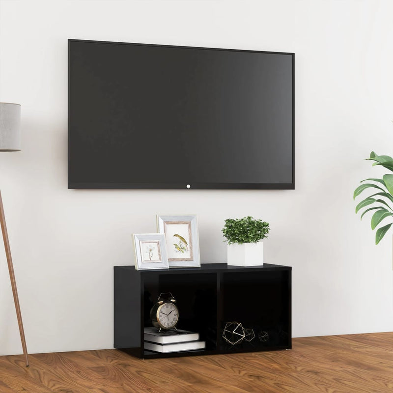 Tv-meubel 72x35x36,5 cm spaanplaat hoogglans zwart