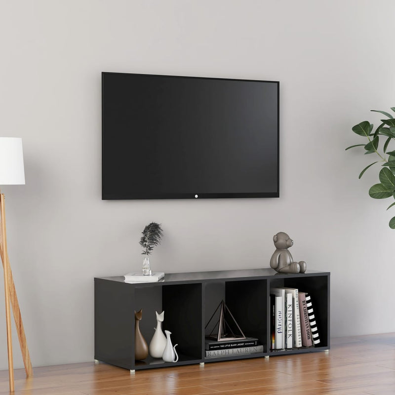 Tv-meubel 107x35x37 cm spaanplaat hoogglans grijs