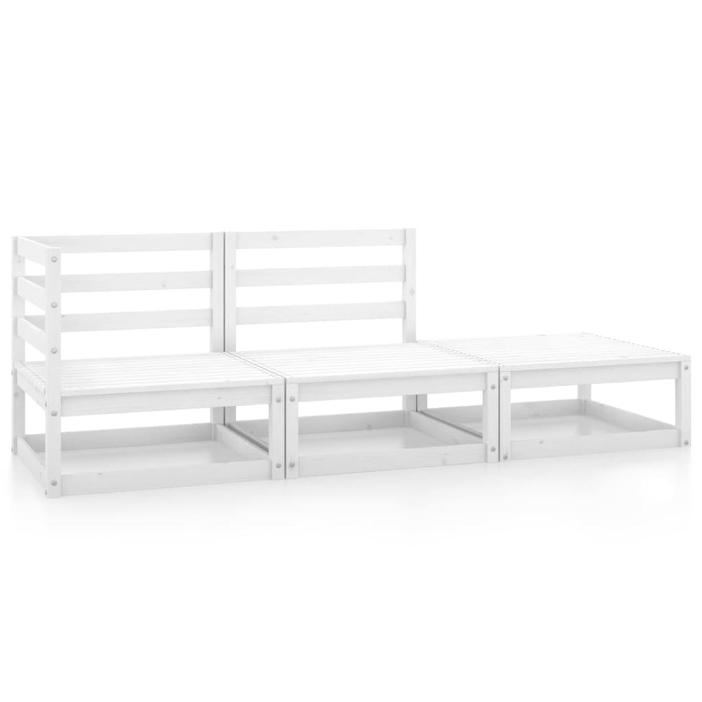 3-delige Loungeset massief grenenhout wit MeubelReus