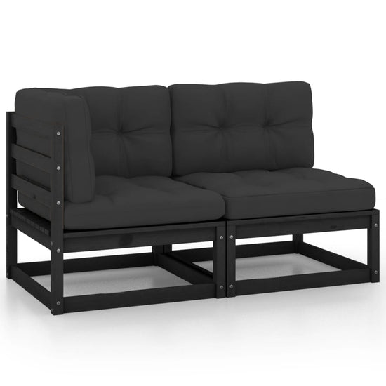2-delige Loungeset met kussens massief grenenhout zwart MeubelReus
