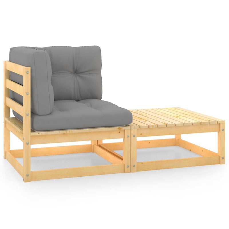 2-delige Loungeset met kussens massief grenenhout MeubelReus