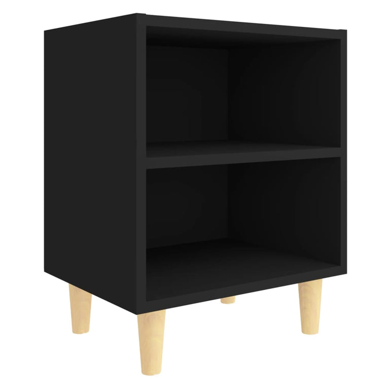 Nachtkastje met massief houten poten 40x30x50 cm zwart MeubelReus