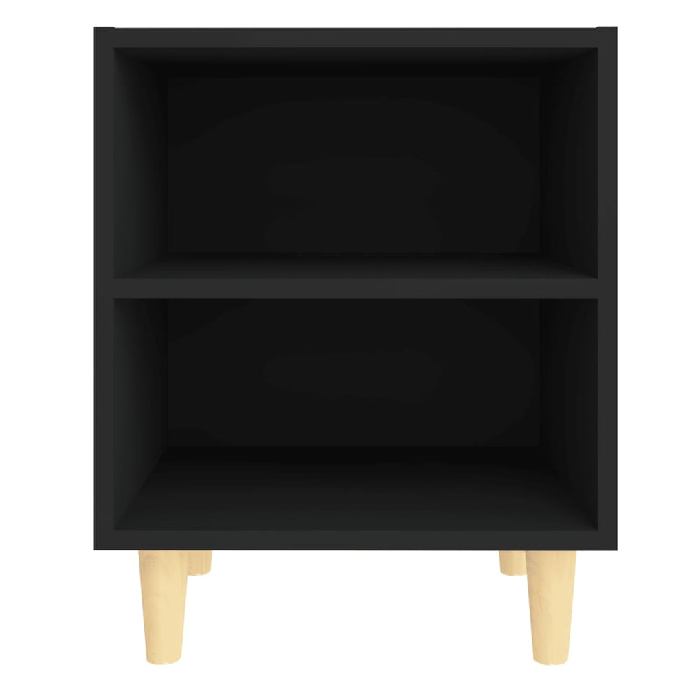 Nachtkastje met massief houten poten 40x30x50 cm zwart MeubelReus