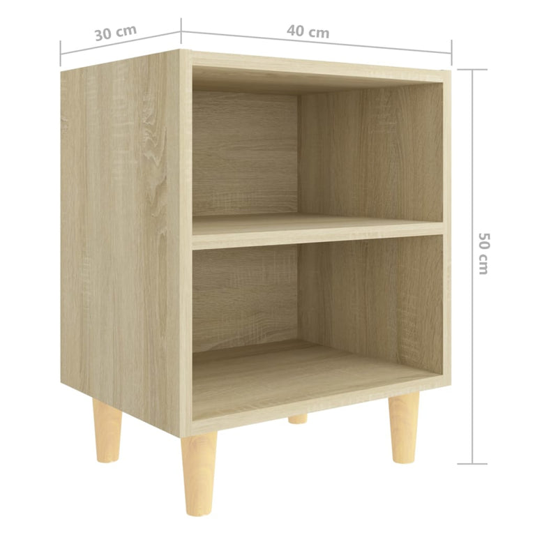 Nachtkastje met houten poten 40x30x50 cm sonoma eikenkleurig MeubelReus