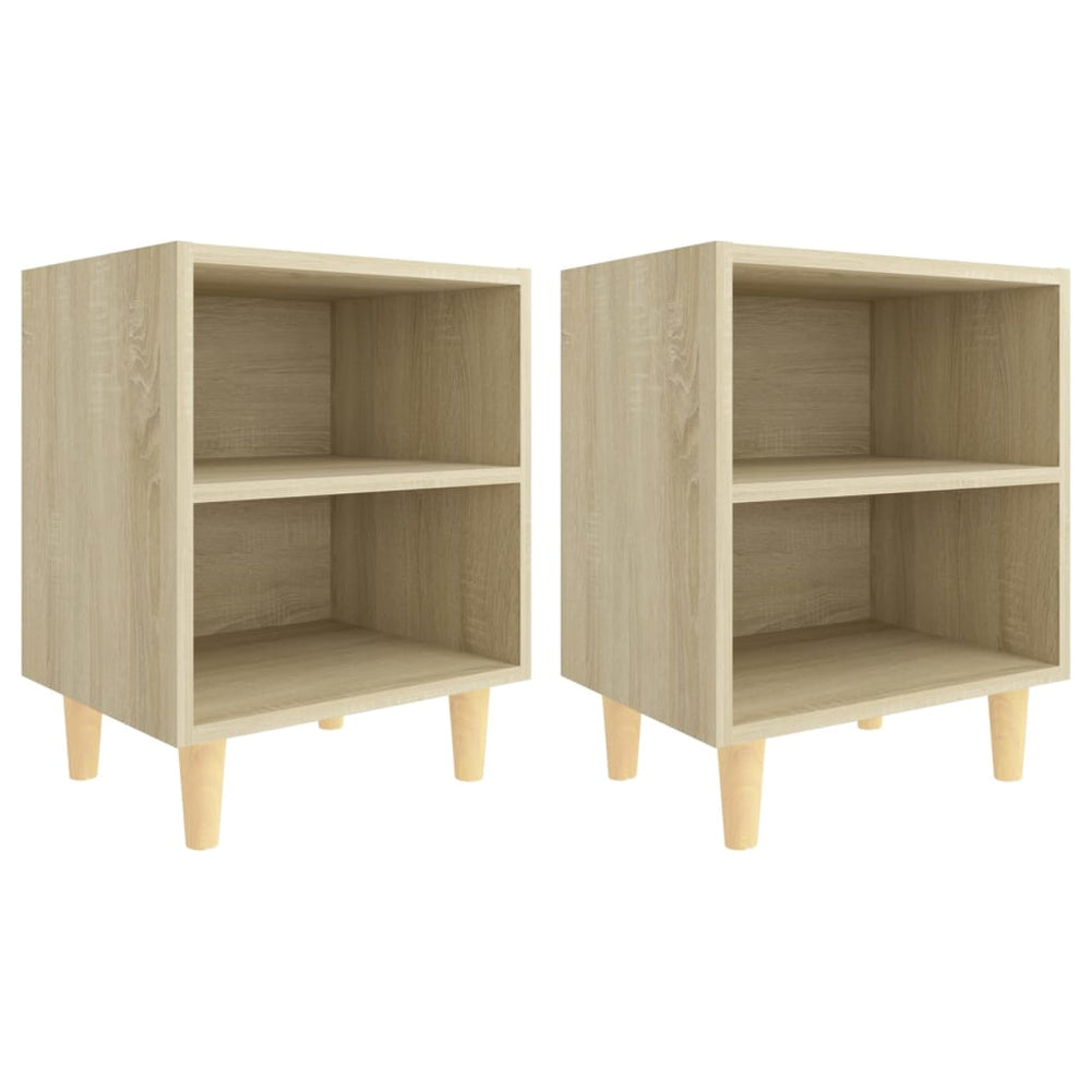 Nachtkastjes 2 st met houten poten 40x30x50 cm sonoma eiken MeubelReus