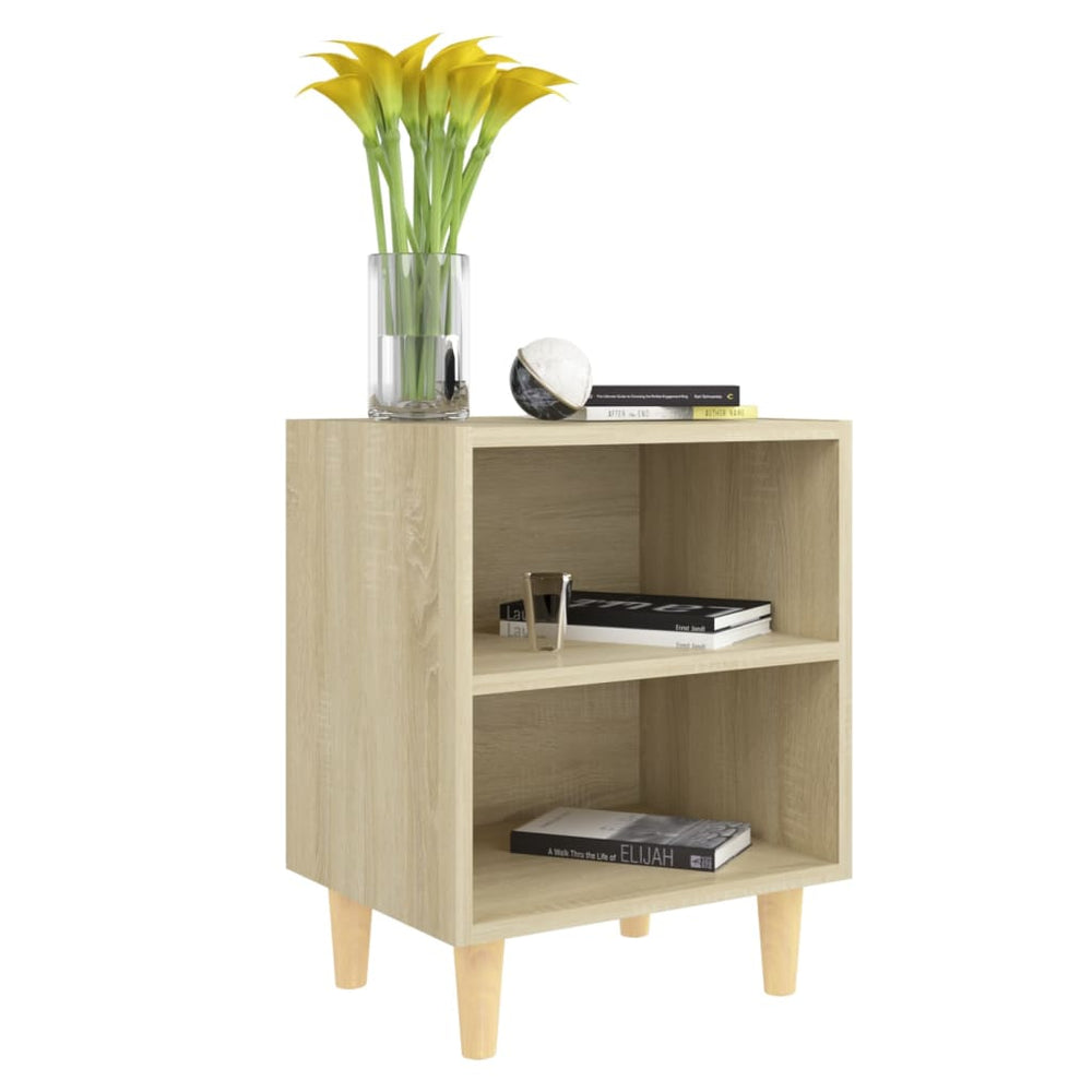 Nachtkastjes 2 st met houten poten 40x30x50 cm sonoma eiken MeubelReus