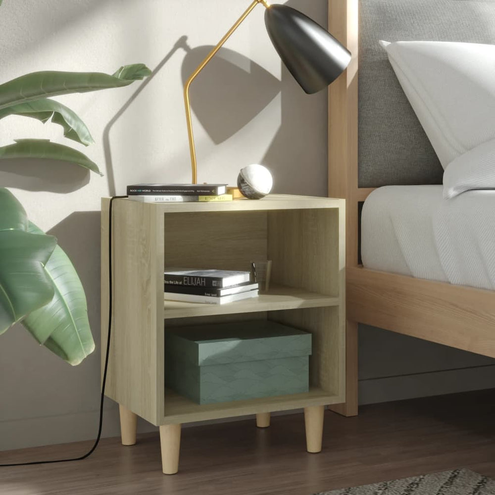 Nachtkastjes 2 st met houten poten 40x30x50 cm sonoma eiken MeubelReus