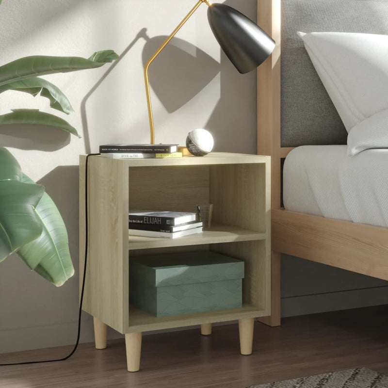 Nachtkastjes 2 st met houten poten 40x30x50 cm sonoma eiken MeubelReus