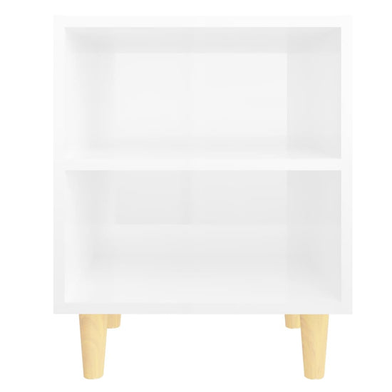 Nachtkastjes 2 st met houten poten 40x30x50 cm hoogglans wit MeubelReus