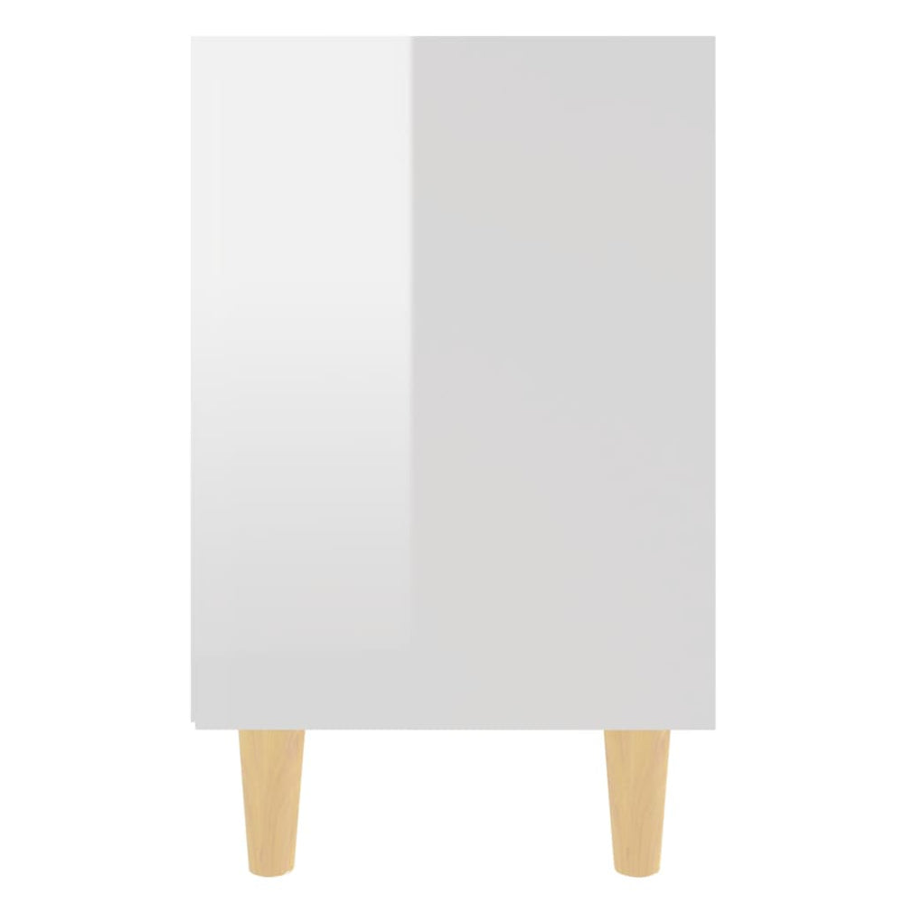 Nachtkastjes 2 st met houten poten 40x30x50 cm hoogglans wit MeubelReus