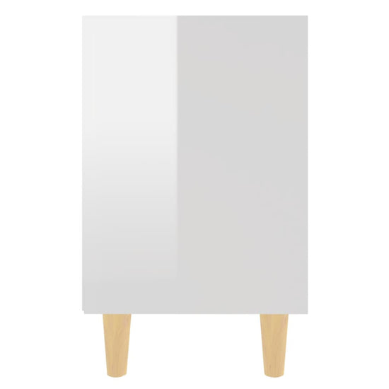 Nachtkastjes 2 st met houten poten 40x30x50 cm hoogglans wit MeubelReus