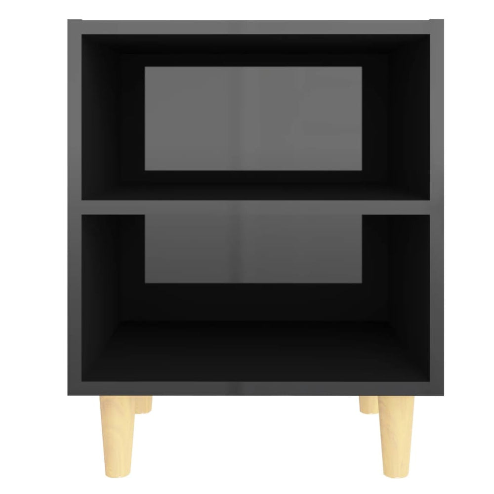 Nachtkastje met houten poten 40x30x50 cm hoogglans zwart MeubelReus
