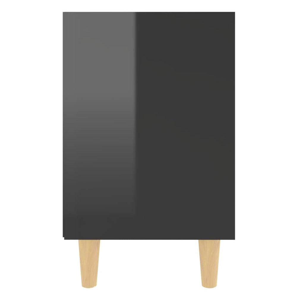 Nachtkastje met houten poten 40x30x50 cm hoogglans zwart MeubelReus