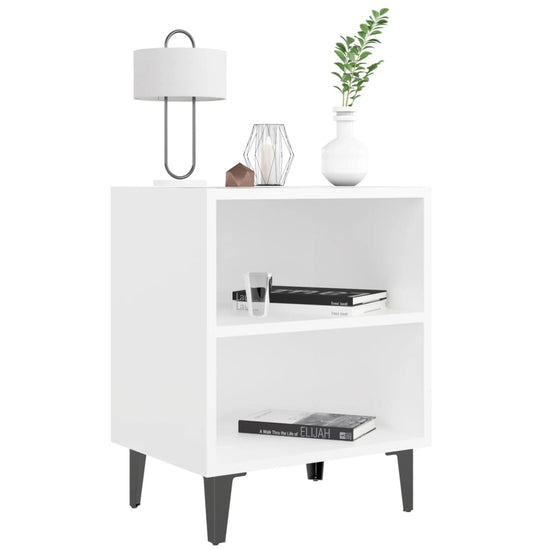 Nachtkastje met metalen poten 40x30x50 cm wit MeubelReus