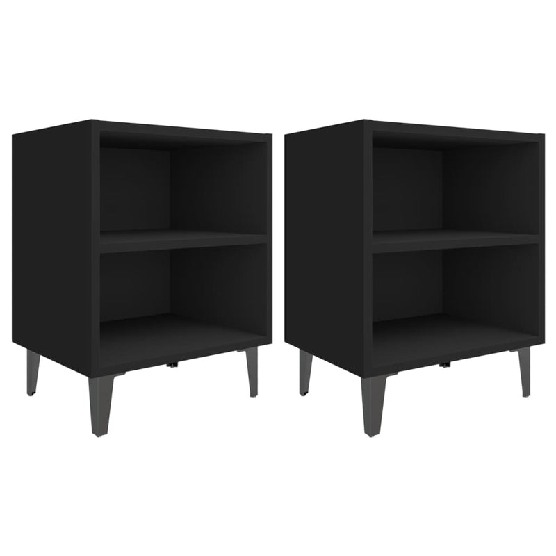 Nachtkastjes 2 st met metalen poten 40x30x50 cm zwart MeubelReus