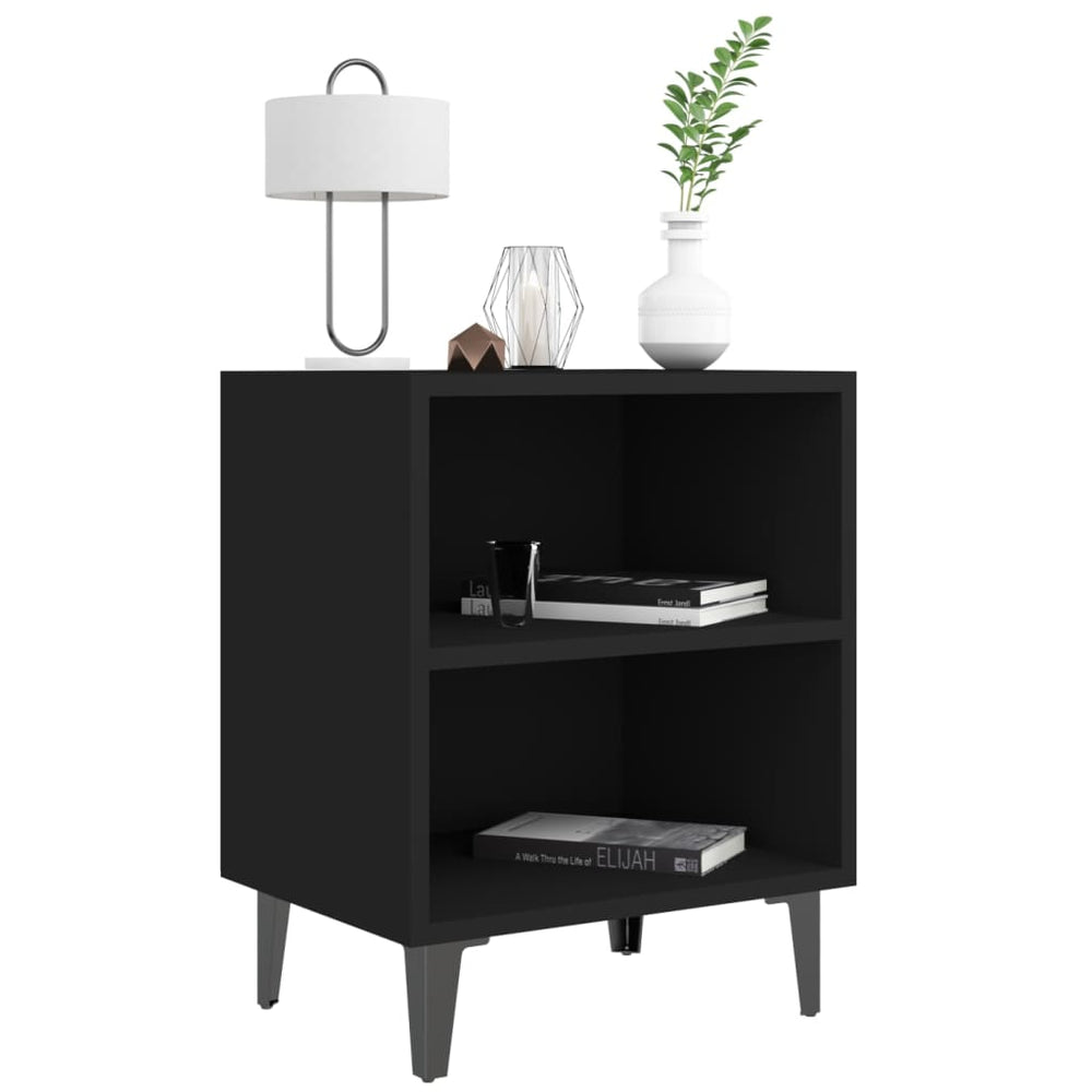 Nachtkastjes 2 st met metalen poten 40x30x50 cm zwart MeubelReus
