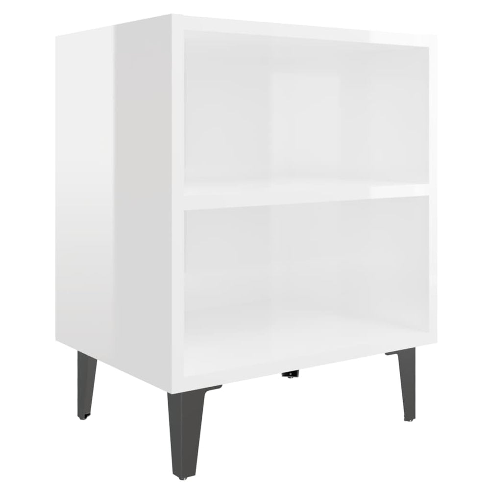 Nachtkastjes 2 st met metalen poten 40x30x50 cm hoogglans wit MeubelReus