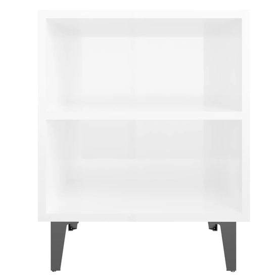 Nachtkastjes 2 st met metalen poten 40x30x50 cm hoogglans wit MeubelReus