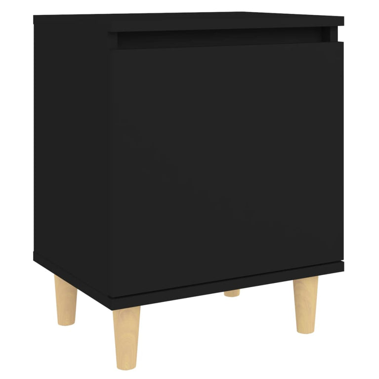 Nachtkastje met massief houten poten 40x30x50 cm zwart MeubelReus