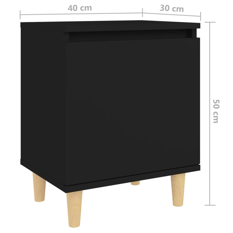Nachtkastje met massief houten poten 40x30x50 cm zwart MeubelReus