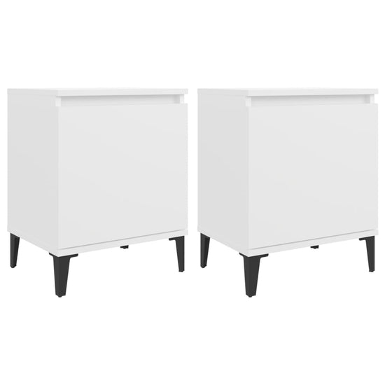 Nachtkastjes 2 st met metalen poten 40x30x50 cm wit MeubelReus