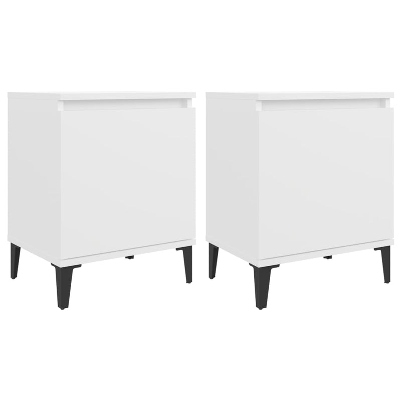 Nachtkastjes 2 st met metalen poten 40x30x50 cm wit MeubelReus