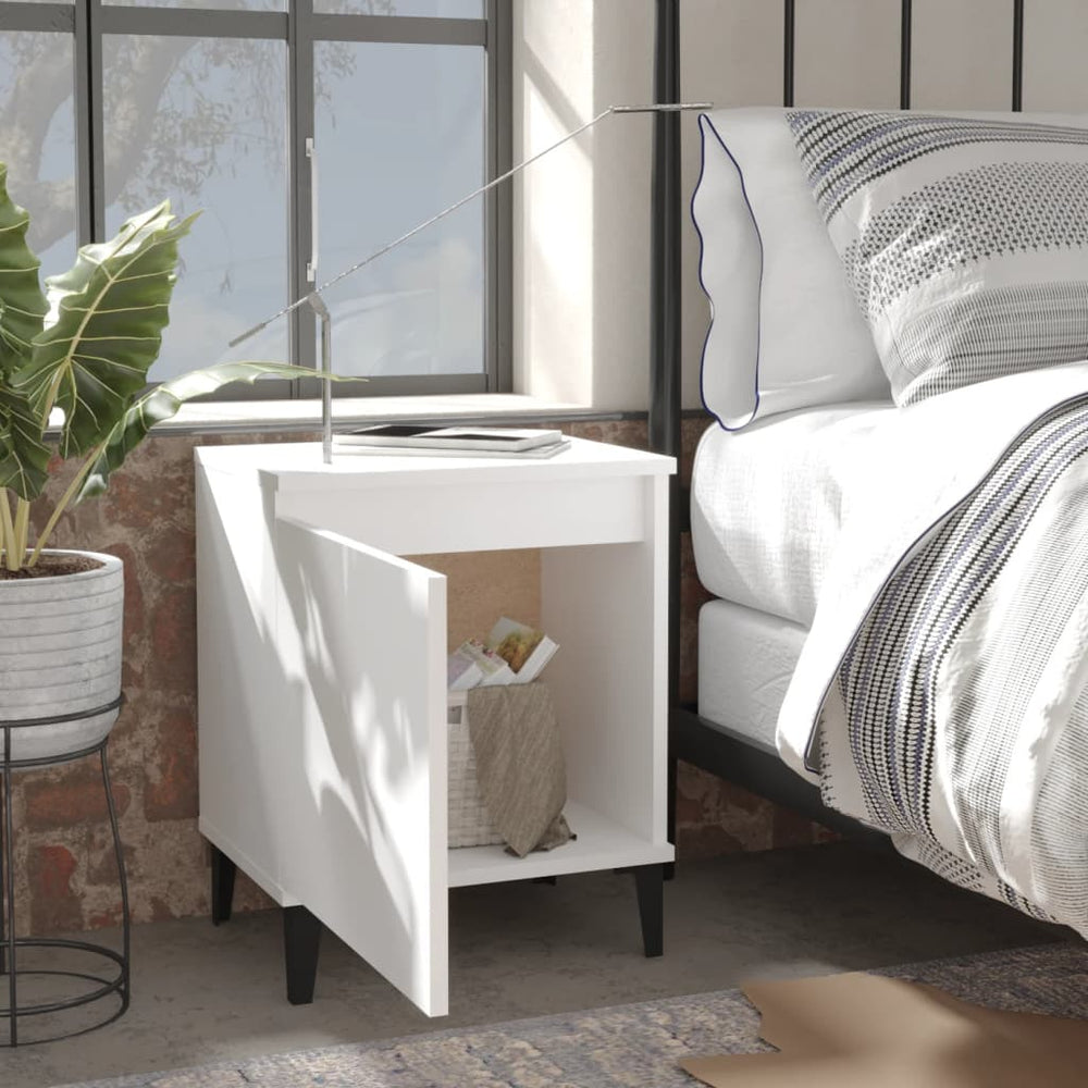 Nachtkastjes 2 st met metalen poten 40x30x50 cm wit MeubelReus