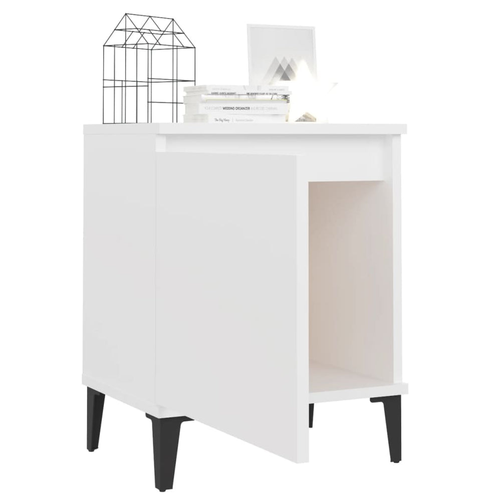 Nachtkastjes 2 st met metalen poten 40x30x50 cm wit MeubelReus