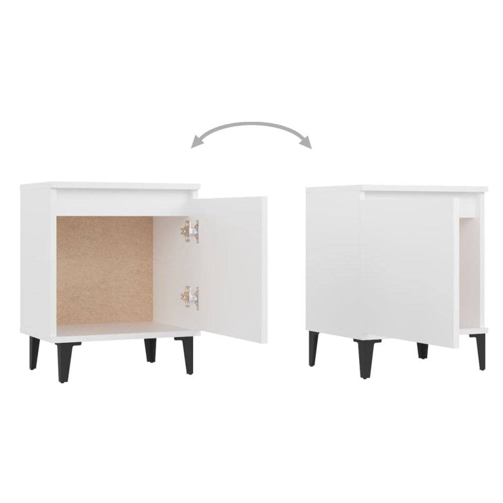 Nachtkastjes 2 st met metalen poten 40x30x50 cm wit MeubelReus