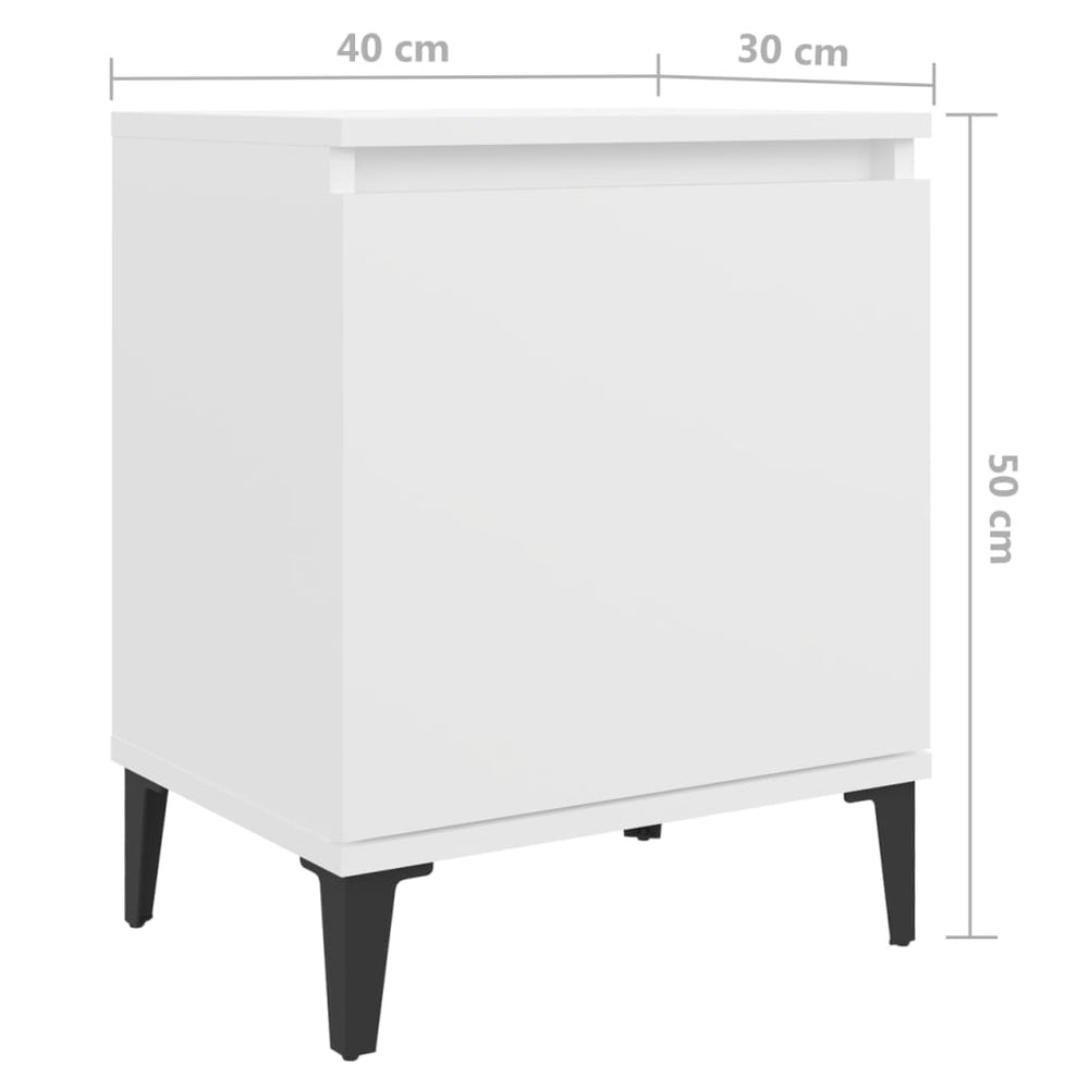 Nachtkastjes 2 st met metalen poten 40x30x50 cm wit MeubelReus