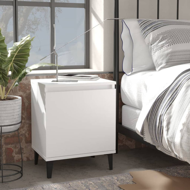 Nachtkastjes 2 st met metalen poten 40x30x50 cm wit MeubelReus