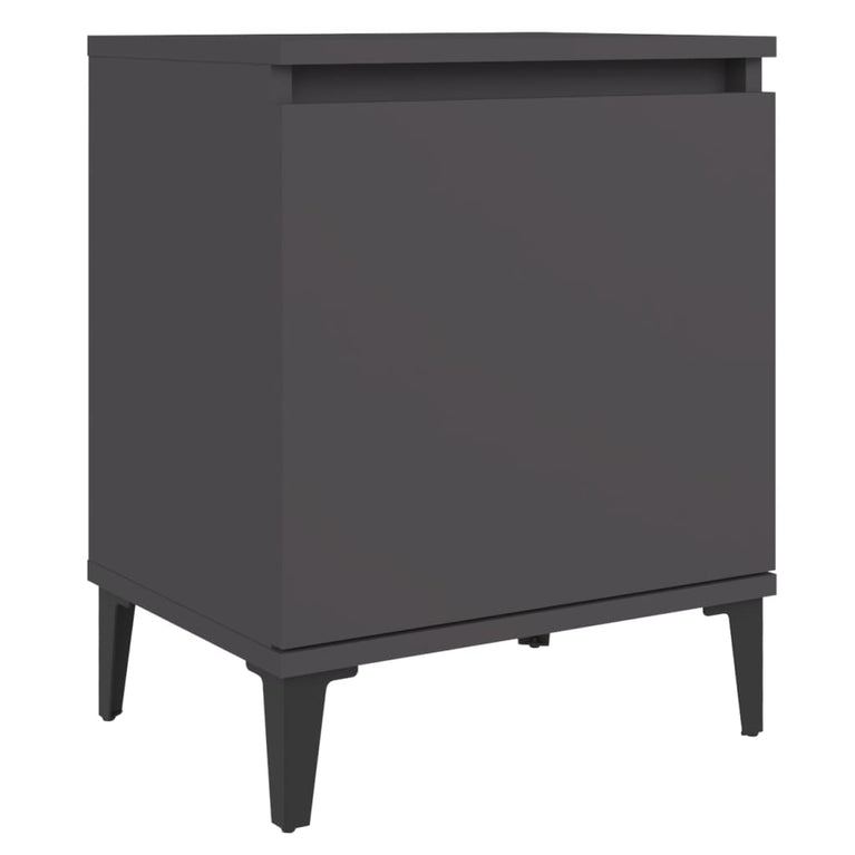 Nachtkastje met metalen poten 40x30x50 cm grijs MeubelReus
