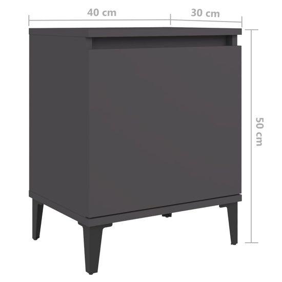 Nachtkastje met metalen poten 40x30x50 cm grijs MeubelReus