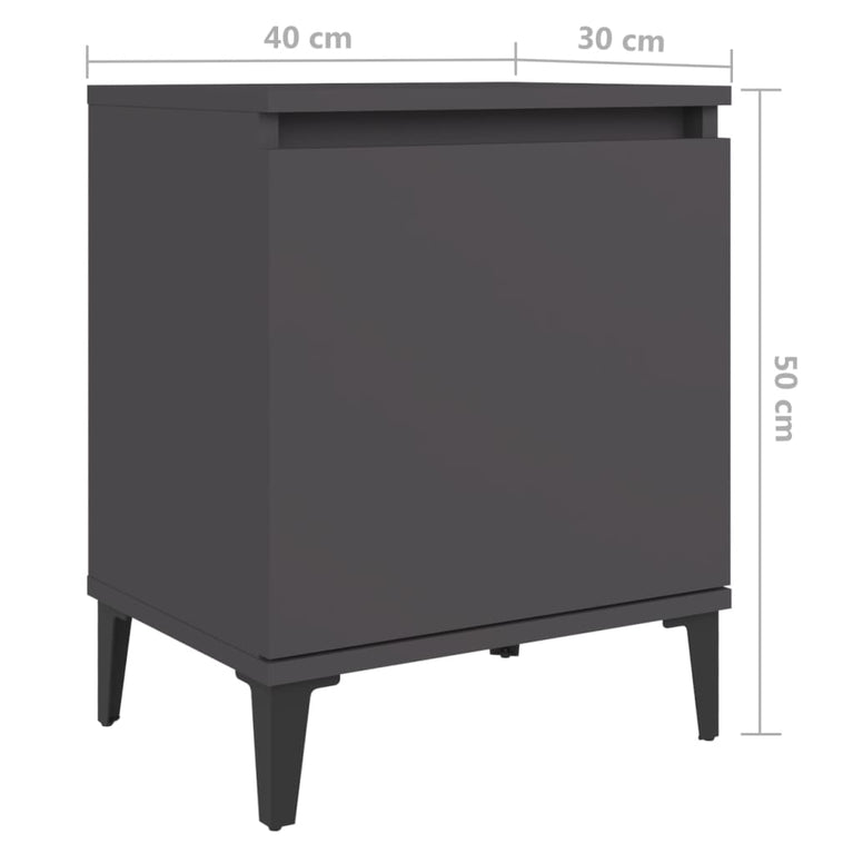 Nachtkastje met metalen poten 40x30x50 cm grijs MeubelReus