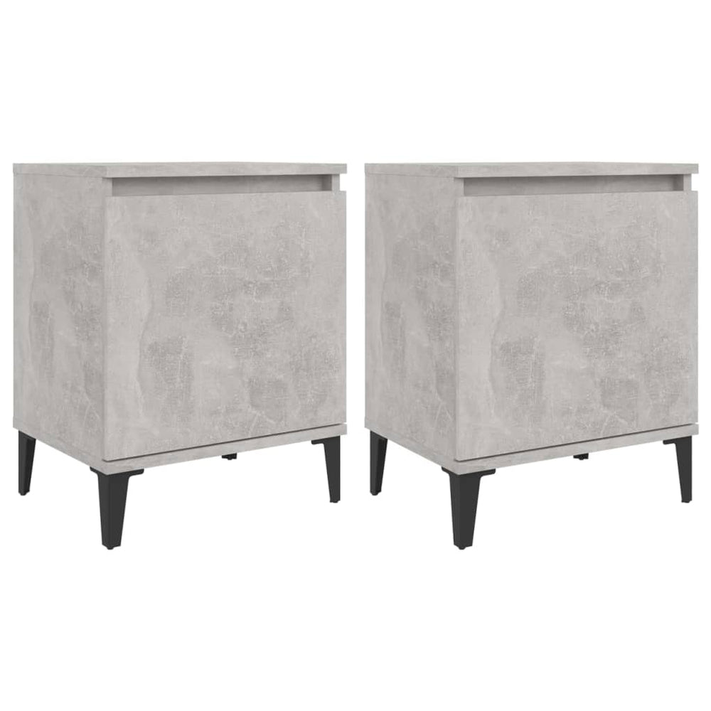Nachtkastjes 2 st met metalen poten 40x30x50 cm betongrijs MeubelReus