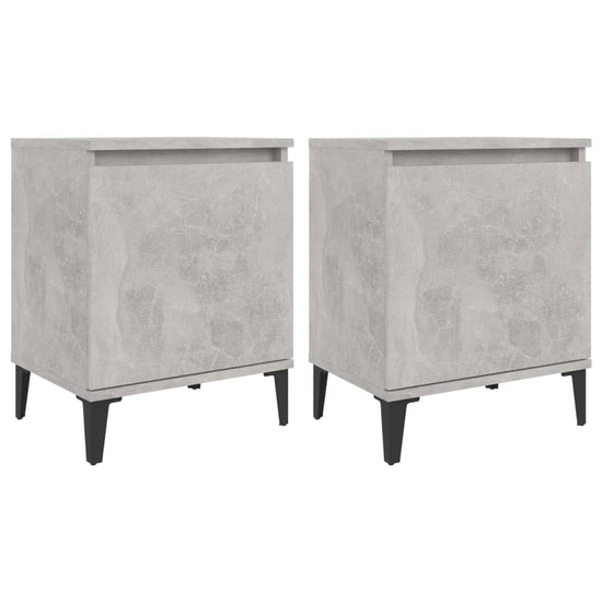 Nachtkastjes 2 st met metalen poten 40x30x50 cm betongrijs MeubelReus