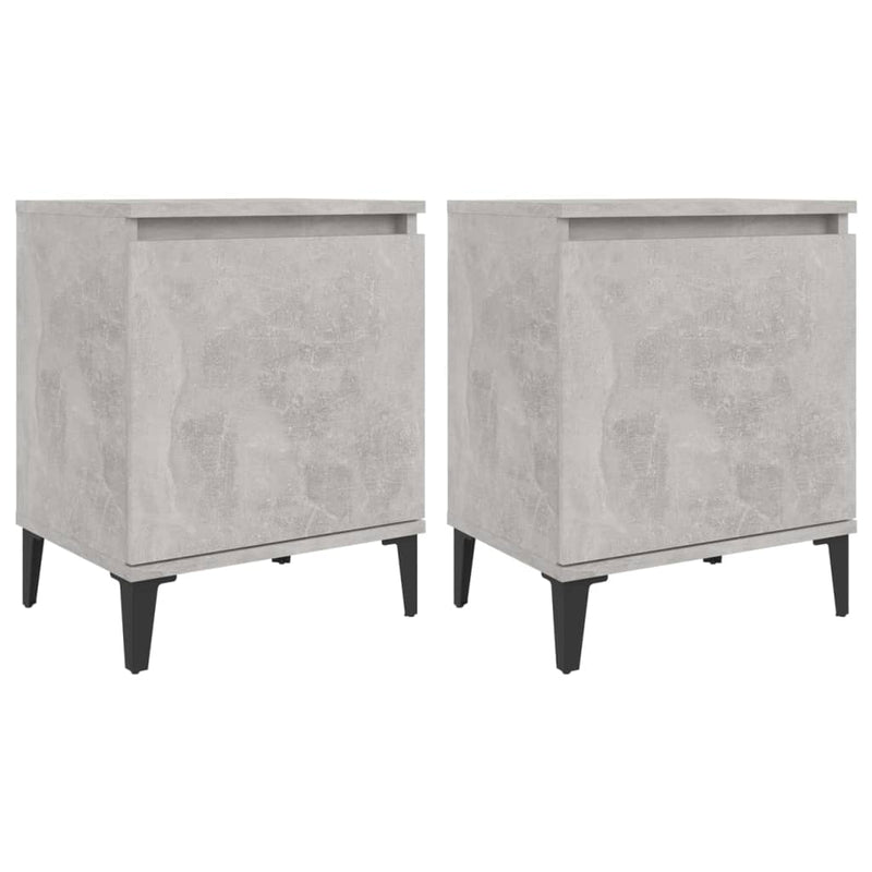 Nachtkastjes 2 st met metalen poten 40x30x50 cm betongrijs MeubelReus