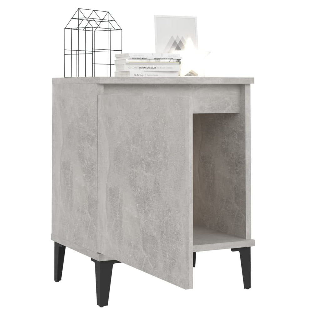 Nachtkastjes 2 st met metalen poten 40x30x50 cm betongrijs MeubelReus