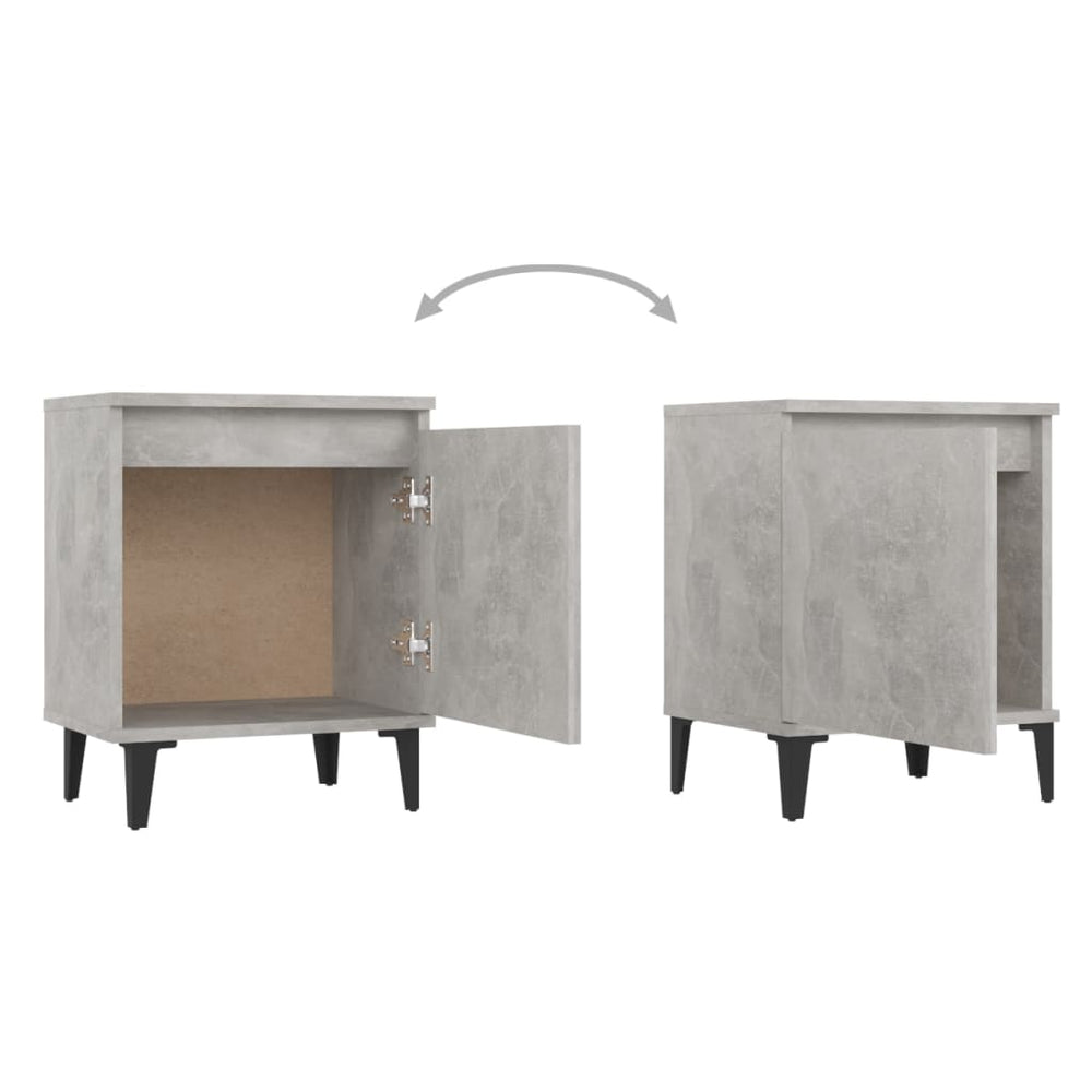 Nachtkastjes 2 st met metalen poten 40x30x50 cm betongrijs MeubelReus