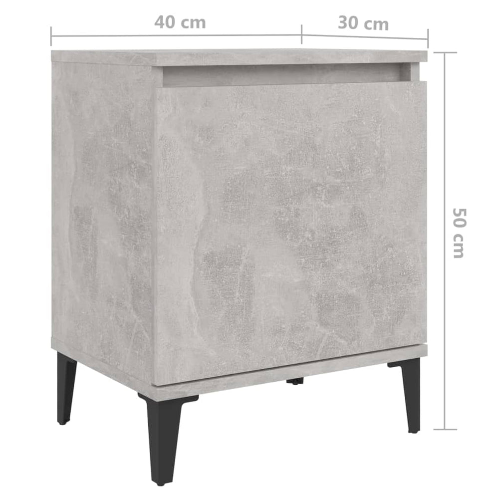 Nachtkastjes 2 st met metalen poten 40x30x50 cm betongrijs MeubelReus