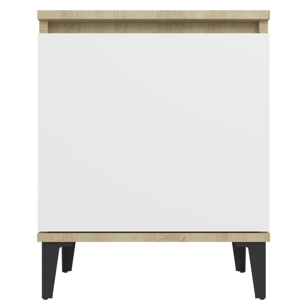 Nachtkastjes 2 st met metalen poten 40x30x50cm sonoma eiken wit MeubelReus