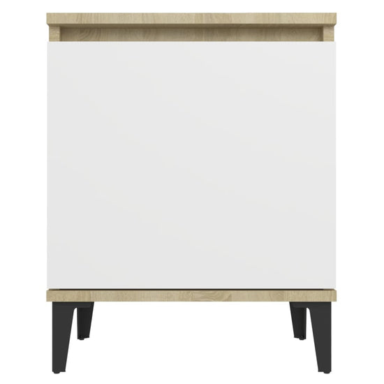 Nachtkastjes 2 st met metalen poten 40x30x50cm sonoma eiken wit MeubelReus